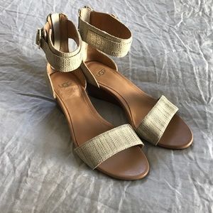 Gold Leather Wedge